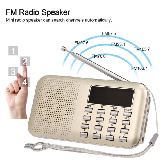 Y-896 Mini-FM-Radio Digitaler tragbarer 3W-Stereo-Lautsprecher MP3-Audio-Player High-Fidelity-Klangqualität mit 2-Zoll-Bildschir