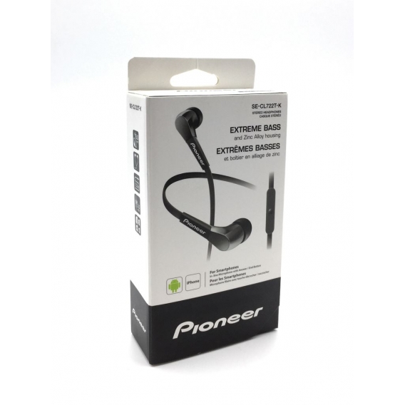 Pioneer SE-CL722T-K In-Ear-Kopfhörer Flachbandkabel Aluminium Design Schwarz