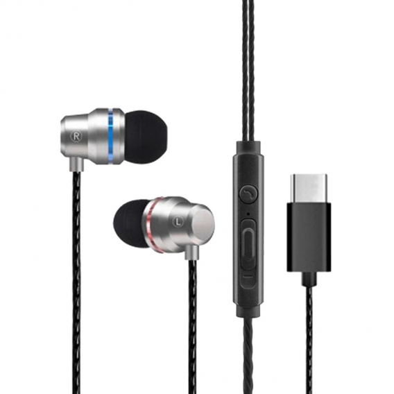 USB Typ C Kopfhörer Wired in-ear Kopfhörer Earbuds, Große Kompatibilität mit Premium Sound Farbe Silber