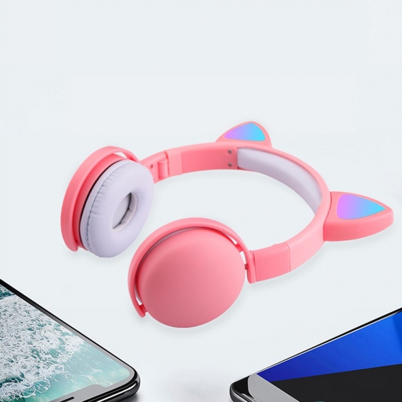 LED Katze Ohr Kopfhoerer RGB Farbe Bluetooth 5.0 Headsets Noise Cancelling Faltbare Erwachsene Kinder Kopfhoerer mit Mikrofon