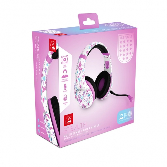 Multiformat Pink Camo Stereo Gaming Headset-Raider