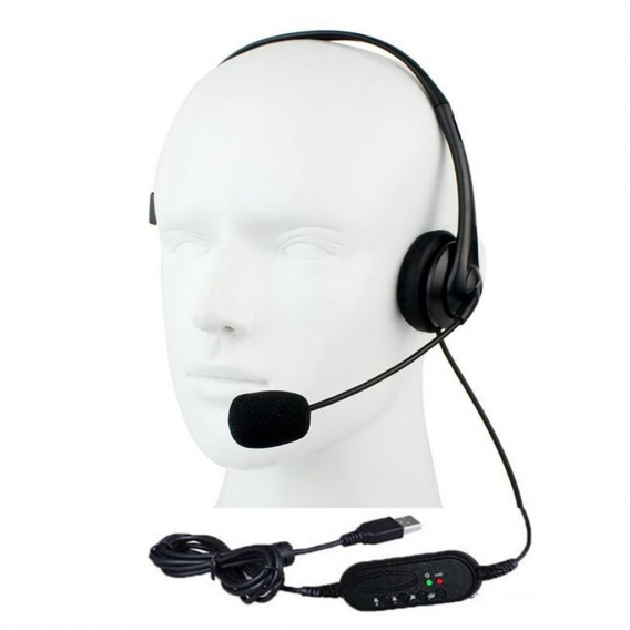 Usb-headset mit mikrofon einstellbare geräusch unterdrückung ohrhörer call center headset für pc laptop computer