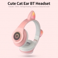 B39 Cute Cat Ear Headset Wireless BT5.0 Gaming-Kopfhoerer mit Flash-RGB-Leuchten Kopfhoerer Headset pc, Lila