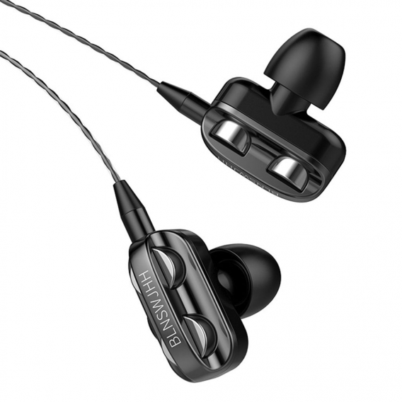 Universal In-Ear Heavy Bass Stereo Kabel Kopfhörer Sport Headsets mit Mikrofon-(Schwarz)