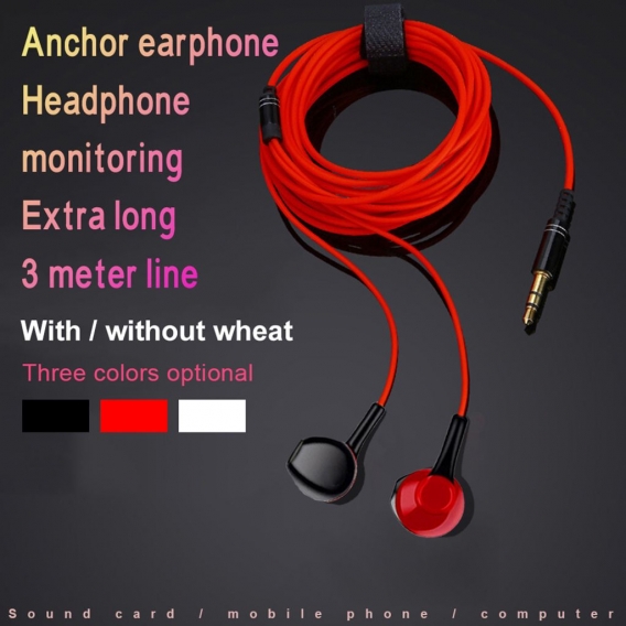 3-Meter-Kabel 3,5-mm-Stecker Bass Wirot Earphone Broadcast Live Monitoring Headset-Schwarz