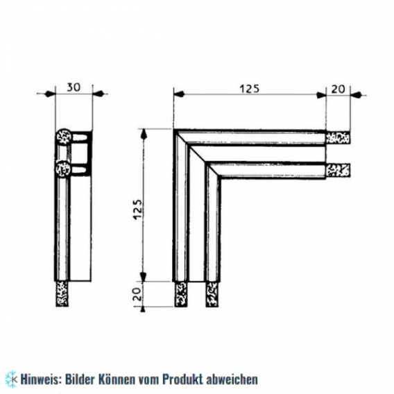 Eckstück für Dichtung 4451 (125x125)