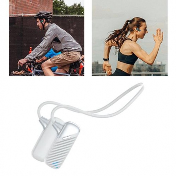 Knochenleitungskopfhörer Bluetooth 5.1 Eingebauter 16 GB Speicher Drahtloser Sportkopfhörer zum Fahren , Weiß Farbe Weiß