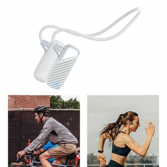 Knochenleitungskopfhörer Bluetooth 5.1 Eingebauter 16 GB Speicher Drahtloser Sportkopfhörer zum Fahren , Weiß Farbe Weiß