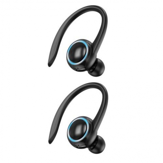 2xSweatproof Wireless Bluetooth Headset Ohrbügel In-Ear-Ohrhörer Running Black