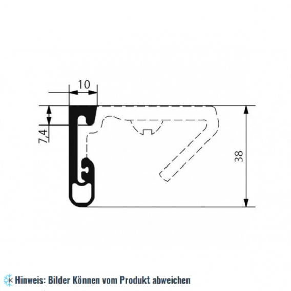 EPDM-Gummidichtung schwarz für Kufe 2320 1m (38x10)