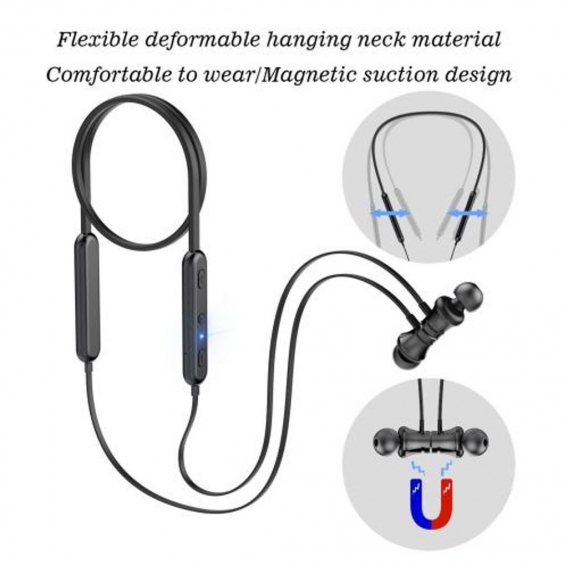 Bluetooth-Kopfhörer mit Nackenbügel, kabellos, integriertes Mikrofon, Stereo-in-Ear, kabellos, magnetische Ohrhörer für Telefona