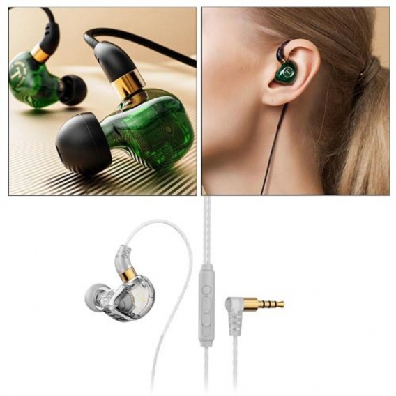 2 X 3,5 Mm Bass-Headset In-Ear-Kopfhörer, Stereo-Ohrhörer, Kopfhörer, Kabelgebundenes Mikrofon, Klar