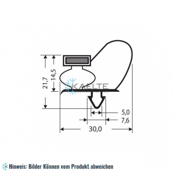 Eindrückprofil PVC weiß L ＝ 2,6 m mit Magnet M25