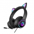 Katze-Ohr Verdrahtet über-Kopf-Headset RGB-Licht Für PC-Geräuschreduzierung Schwarz+Cat-Ohr Verdrahteter Überkopf-Headset RGB-Li