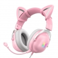 Kabelgebundenes Gaming-Headset Memory Foam-Ohrpolster Noise Cancelling Abnehmbarer Cat Ear Stereo-Over-Ear-Kopfhörer für PC Mult