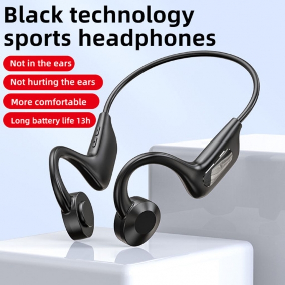 Knochenleitungskopfhörer Sport Headset Kopfhörer Für Wandern Gym Sport Schwarz+Knochenleitungskopfhörer Sport Headset Kopfhörer 