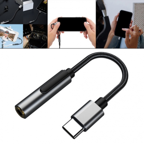 USB C Auf 3,5 Mm AUX-Buchse Kopfhörer Audiokabel Audiokonverterkabel Für PC Grau Farbe Grau