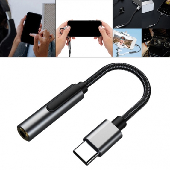 USB C Auf 3,5 Mm AUX-Buchse Kopfhörer Audiokabel Audiokonverterkabel Für PC Grau Farbe Grau