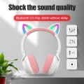 RGB Cat Ear HIFI Kopfhörer Bluetooth 5.0 Kopfhörer Lautstärkeregler Leichtes Mädchen-Headset für Computerspiele Laptop - Weiß Fa