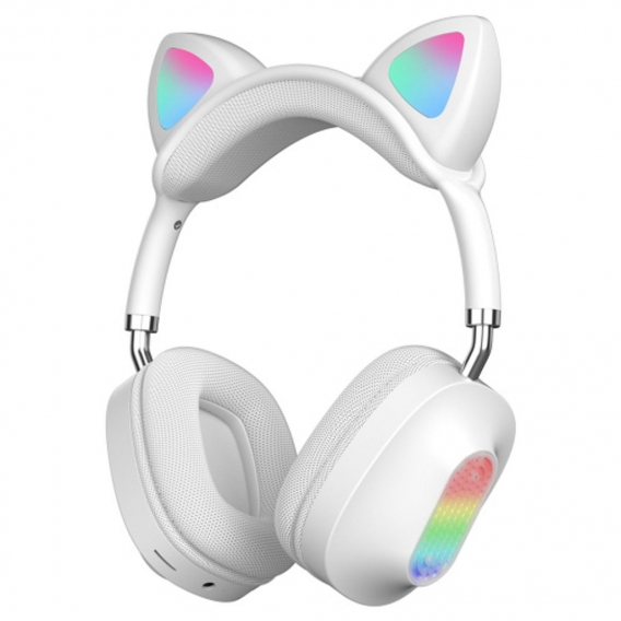 Cat Ear Bluetooth 5.0 Kopfhörer Lautstärkeregelung Gaming-Headset für Mädchen Jungen Mädchen - Weiß Farbe Weiß