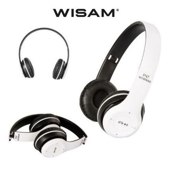 Wisam® P47 Wireless Bluetooth 5.0 + EDR Kopfhörer Headset Weiß PC Smartphones Tablets