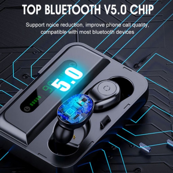 Bluetooth Kopfhörer Kabellos Bluetooth 5.0 Kopfhörer in Ear Ohrhörer mit 3500mAh Ladebox, Eingebautes Mikrofon Farbe Schwarz