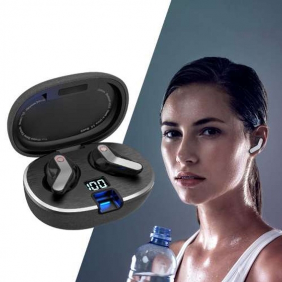 Kabellose Ohrhörer Bluetooth 5.0 Mini Touch Control Wasserdichte Ohrhörer Geräuschunterdrückung Wiederaufladbar Farbe Schwarz