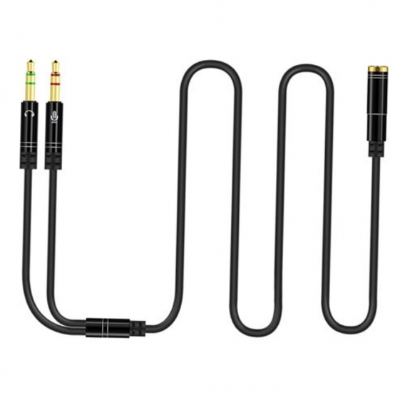 Kopfhörer-Splitter, 115 cm 3,5 mm Buchse mit Kopfhörer/Mikrofon Umwandeln in 2 Dual 3,5 mm Stecker Kopfhörer Mikrofon Audio Tele