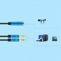 Kopfhörer-Splitter, 115 cm 3,5 mm Buchse mit Kopfhörer/Mikrofon Umwandeln in 2 Dual 3,5 mm Stecker Kopfhörer Mikrofon Audio Tele