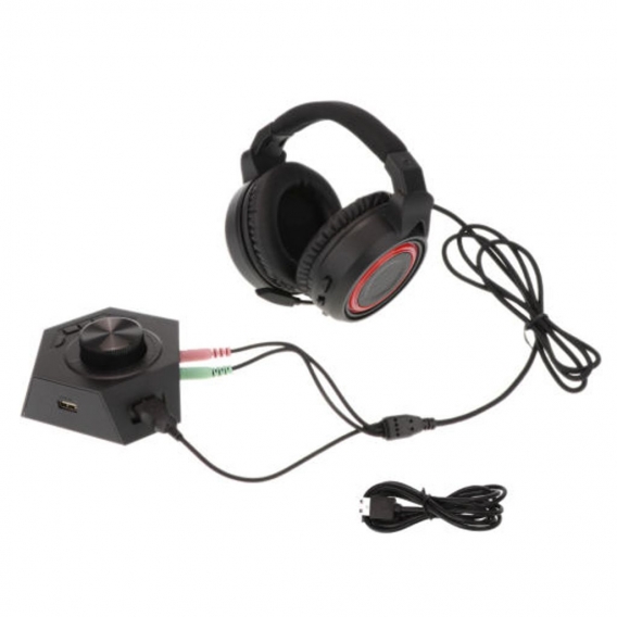 Gaming Headset, Over Ear Gaming Kopfhörer Stereo Bass Headset Stirnband Farbe schwarz + rot