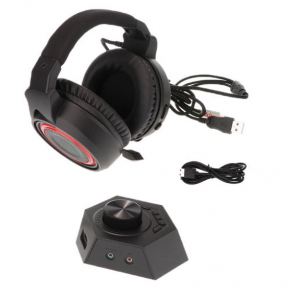 Gaming Headset, Over Ear Gaming Kopfhörer Stereo Bass Headset Stirnband Farbe schwarz + rot