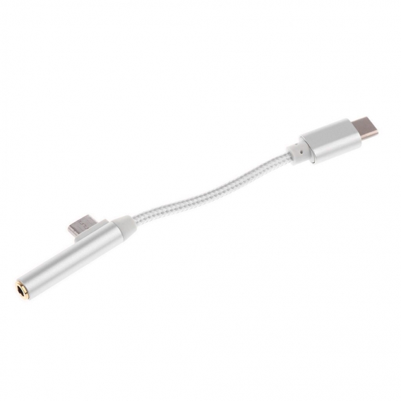 2 Stück 2 in 1 USB-C 3.1 Stecker an 3,5 mm Buchse Stereo-Audio-Kopfhörer-Konverter-Kabel mit USB Typ C Stecker