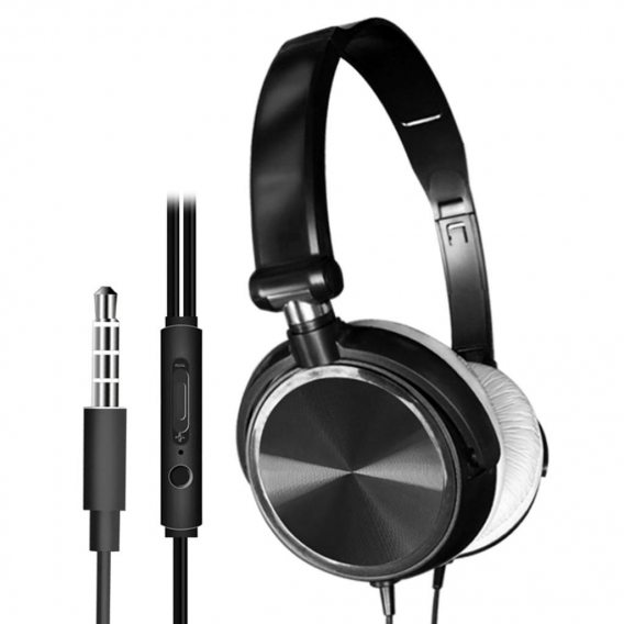 Faltbarer Kabelgebundener Computer Headset Stereo Deep Bass Einstellbare Kopfhörer Größe Schwarz mit Mikrofon
