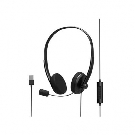 PORT-DESIGNS Office USB-Stereo-Headset mit Mikrofon Eingebautes Mikrofon, Schwarz, Over-Ear