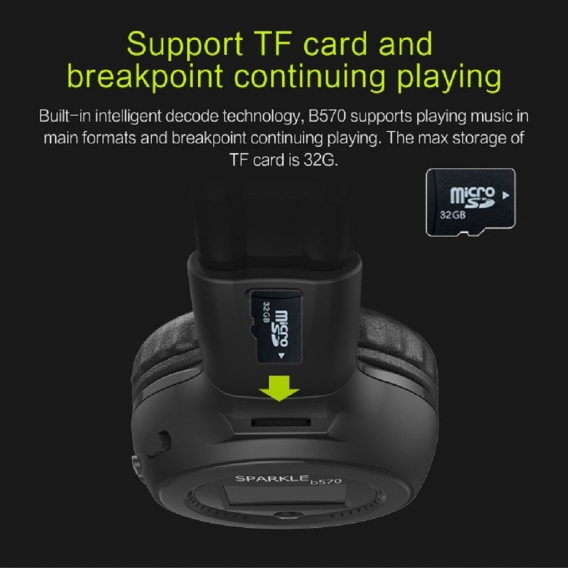 B570 Bluetooth-Headset kabelloses Headset FM-Radiostecker Speicherkarte Sport Outdoor kabelgebundenes kabelloses Dual-Mode-Heads