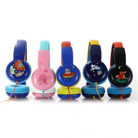 KID101 Kabelgebundenes Headset Kinder-On-Ear-Kopfhoerer mit 3,5-mm-Audiobuchse und tragbarer Lautstaerke Niedliche Kinder lernen