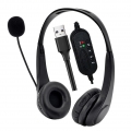 Call-Center-Headset mit Mikrofon Beidseitiger Kopfhoerer mit USB-Kabel mit einstellbarer Mikrofon-Stummschaltung Lautstaerkeregl