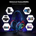 ONIKUMA X10 Kabelgebundene Kopfhoerer Surround Sound Stereo-Headsets Over-Ear-Spielkopfhoerer mit Noise Cancelling-Mikrofon RGB-