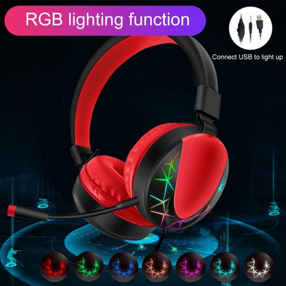 Akz-021 Headset Kabelgebundener Rgb Leuchtender Einziehbarer Dynamischer Kopfhörer Für Spiele