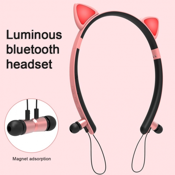 Kabelloser Magnetischer Leuchtender Süßer Katzenohr-Kopfhörer In-Ear-Stereo-Headset