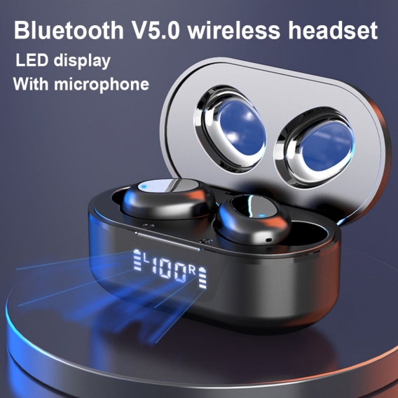 Tw16 Bluetooth V5.0 Drahtloses Headset Mit 3D-Stereo-Hifi-Mikrofon-Led-Anzeige