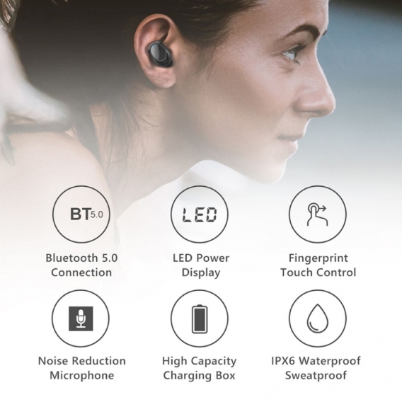 X11 Kabelloser Bluetooth 5.0 Wiederaufladbarer Smart-Touch-Kopfhörer 8D-Stereo-Ohrhörer -Khaki Digital