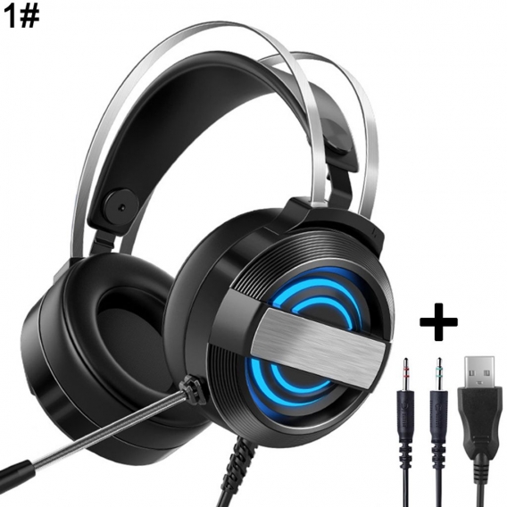 Kabelgebundenes Stereo-Gaming-Headset Mit Geräuschunterdrückung Led-Licht Surround-Sound-Kopfhörer -1 ＃