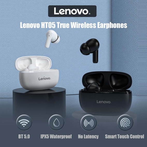 Lenovo HT05 TWS BT5.0 Drahtlose Ohrhoerer In-Ear-Ohrhoerer mit Smart Touch Control / IPX5 wasserdicht / Rauschunterdrueckung / b