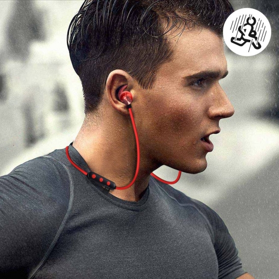 Wasserdichte Bluetooth Sport Kopfhörer Magnetische Ohrspitzen – Rot