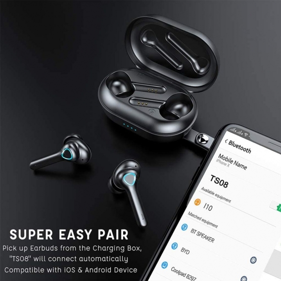 Wireless earbuds with 4 microphones, dual drivers, in-ear Bluetooth 5.0