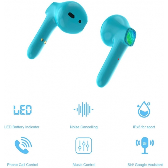 Kabellose Kopfhörer mit Stereo Sound Bluetooth 5.0 Headset, Wireless In-Ear Ohrhörer mit Mikrofon und Mini Tragbare Ladehülle - 