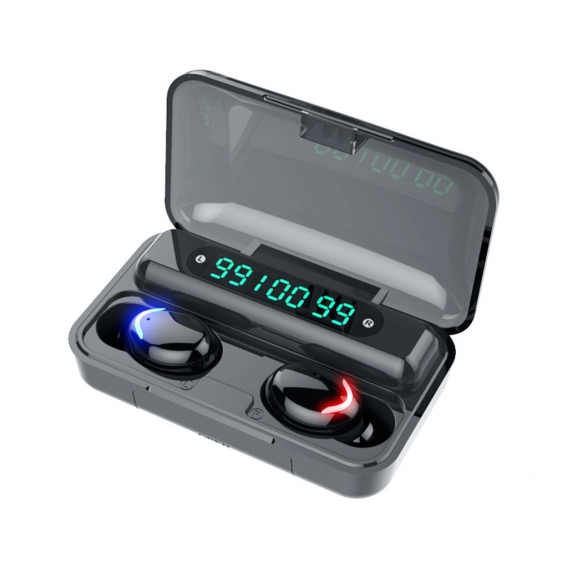 F9-5 TWS Earbuds Echte drahtlose Kopfh?rer Bluetooth 5.1 Wasserdichtes Headset 9D Stereo mit USB-Ausgang LED-Digitalanzeige