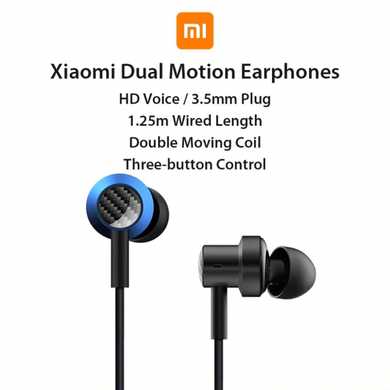 Xiaomi Dual Motion-Kopfhoerer In-Ear 1,25 m kabelgebundenes Headset 3,5-mm-Stecker / HD-Sprach- / Bassverbesserung / Drei-Tasten