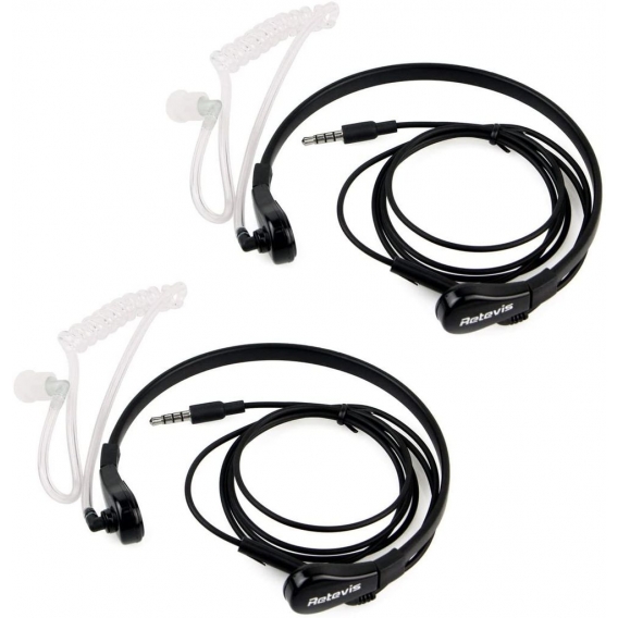 Retevis Kopfhörer mit Kehlkopfmikrofon Headset Ohrhörer Kompatibel mit 1-pin 3.5mm iPhone Samsung HTC LG(2 STK, Schwarz)